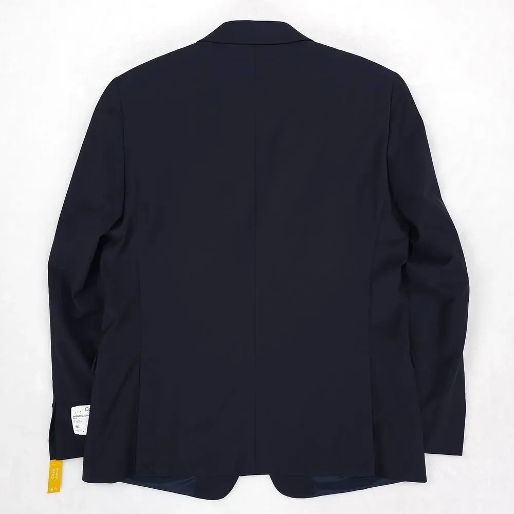 Calvin Klein Mens Skinny Fit 2 Piece Suit 44R 34x32 Navy Blue Solid Stretch Wool